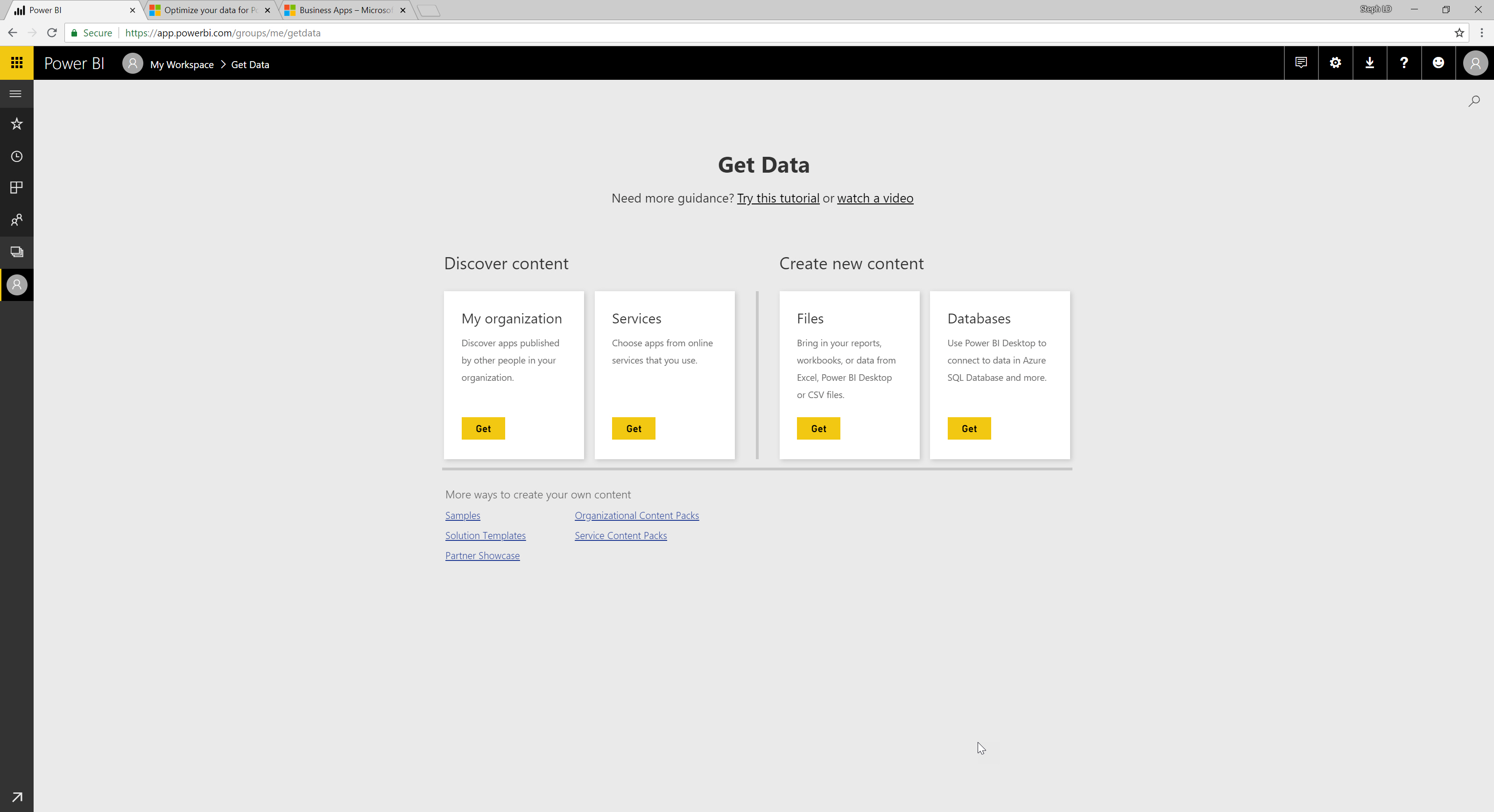 Power BI Online -get data